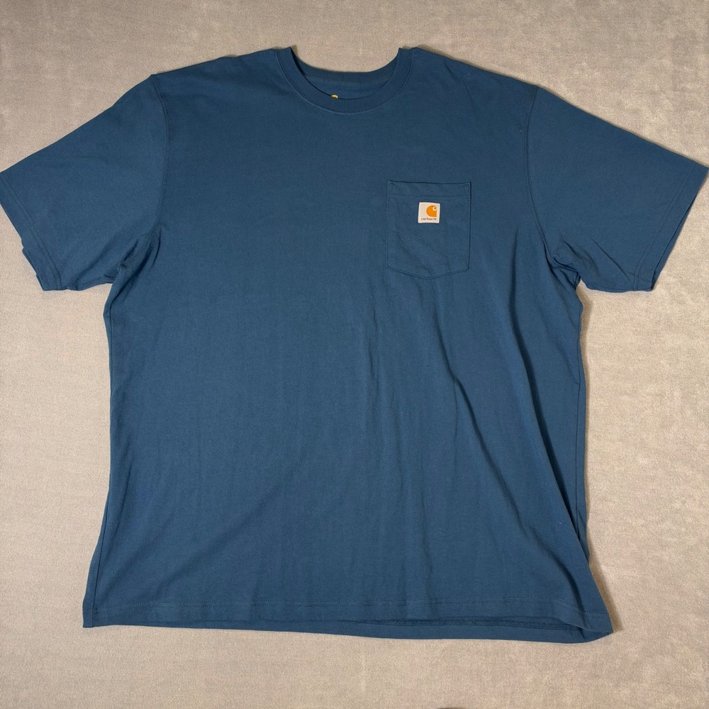 Carhartt K87 Mens 2XL Blue Workwear Pocket T-Shirt Original Fit Short Sleeve Tee
